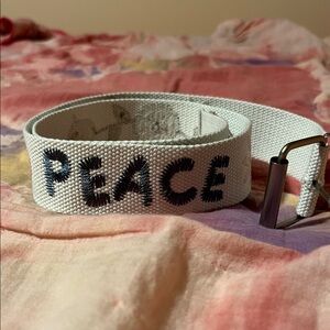 White Belt with Peace Embroidery